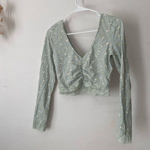 Urban outfitters long sleeve lace floral top